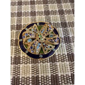 Joan Rivers Gold-Tone Brooch With Multicolored Rhinestones & Enamel 2.5" Diamete